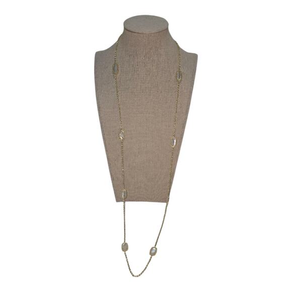 Kendra Scott Devalyn Long Station Necklace Logo Medallion Gold Plated New - Picture 3 of 8